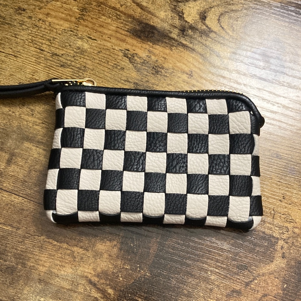 Checkered Black and Cream Change Purse